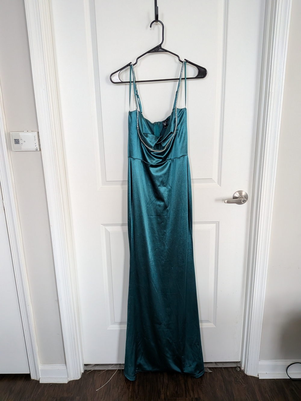 Windsors Emerald Satin Cowl Neck Evening Dress